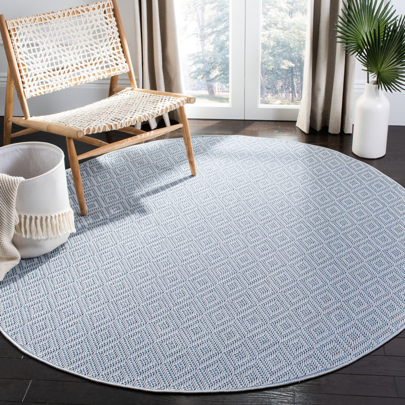 Tapis d'intérieur / extérieur à motif géométrique lavable à la machine Abadou, Rond 5 pi 3 po