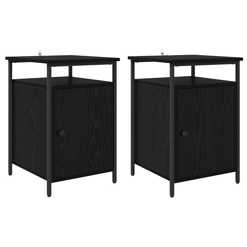 40cm W Manufactured Wood Bedside Table, Black Oak