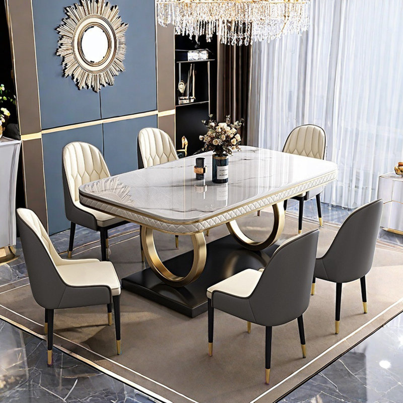 Ensemble de table de salle à manger rectangulaire de luxe de style italien, H 30,3 po x L 55,1 po x l 31,5 po