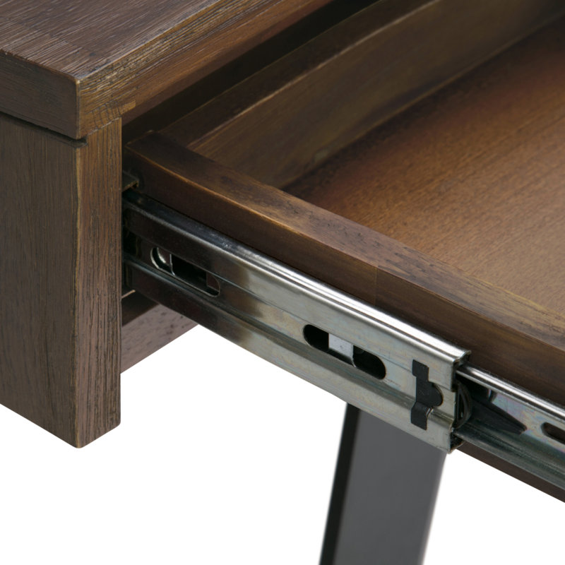 Rustic Natural Aged Brown Acacia Wood Desk with Drawers