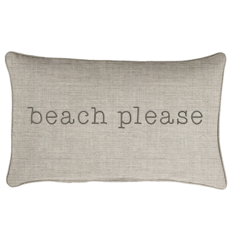 Coussin brodé lombaire intérieur / extérieur Sunbrella, Argenté Cast