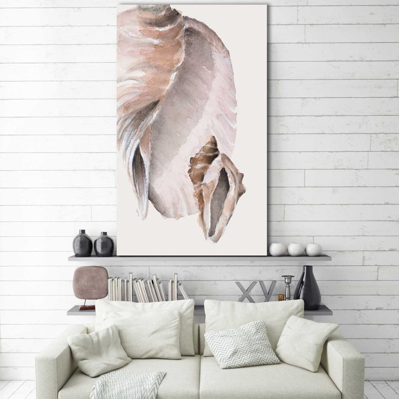 Tonal Shell on Cream II par Lanie Loreth - Peinture, Toile tendue, H 40 po x l 24 po x P 1,5 po
