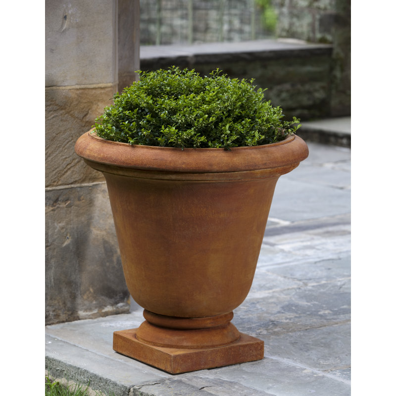Pot de fleurs urne en pierre Hampton, Bronze cuivré, H 26,5 po x l 27 po x P 27 po