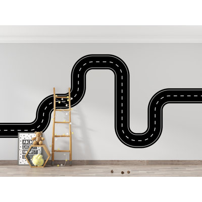 Road Wind Wall Decal Highway Vinyl Sticker Track Route Wall Decor Kids Playroom Boys Room Wall Art Automotive Bedroom Mural Sticker