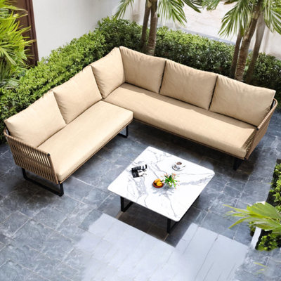 Ensemble de conversation d'extérieur 5 personnes avec coussins Ellesyn