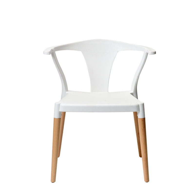 Chaise d’appoint empilable à dossier en lattes Balaton, Blanc