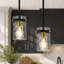 Grand luminaire suspendu pour îlot de cuisine 1 lumière avec abat-jour en verre martelé transparent Levona (ensemble de 2)-332945645-508063789