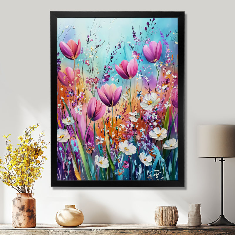 Curata - impression sur toile florale, Noir, noir, noir, noir, H 20 po x l 12 po, Reproduction encadrée d'une seule photo