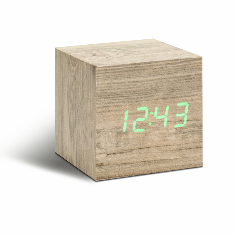 Digital Manufactured Wood Electric Alarm Tabletop Clock, Ash/Green