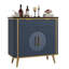 Buffet 35 po avec rangement, crédence d'appoint cannelée moderne avec portes et tablettes réglables, console de bar en bois-251060380