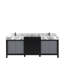 Ensemble de meuble-lavabo double noir et gris l 84 po x P 22 po, comptoir en marbre gris château et robinet en métal-532474356