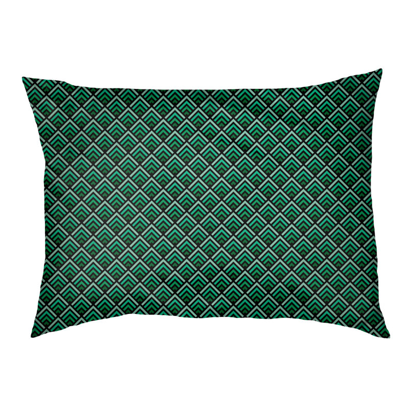 Coussin de créateur géométrique à chat dégradé reverse Campion, L 52 po x l 42 po, Noir / Vert / Blanc