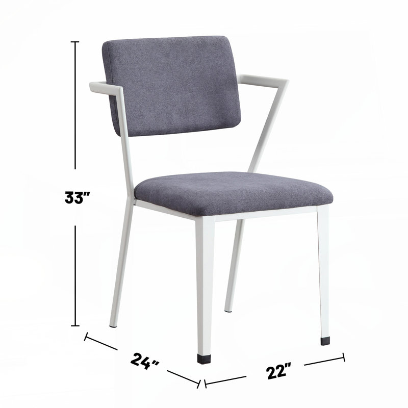 Metal Frame Office Chair with Padded Cushion,Gray and White