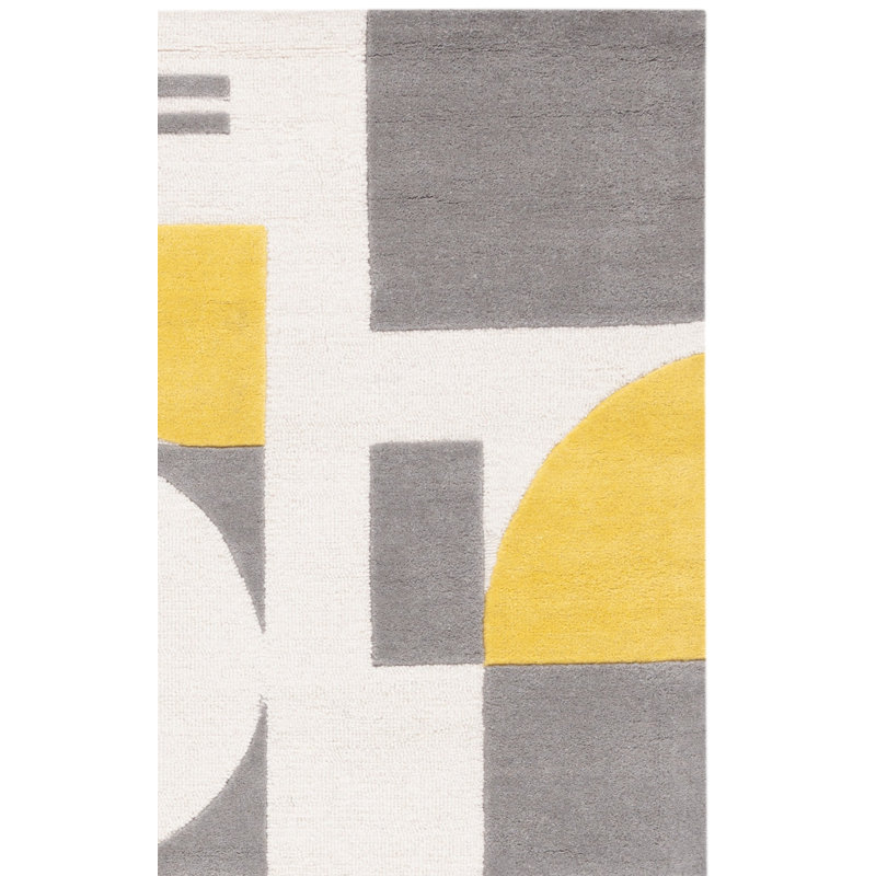Tapis gris / doré en laine fait à la main Felipe, Tapis de couloir 2 pi 3 po x 8 pi