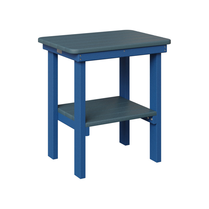 Outdoor Rectangle Side Table, Antique Mahogany, Slate/Seashell