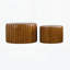 Ensemble de 2 tables basses rondes cannelées - Table gigogne en bois massif et panneau de fibres à densité moyenne (26,77 "/ 19,69"), table basse moderne en bois de style Mid-Century pour le salon / appartement