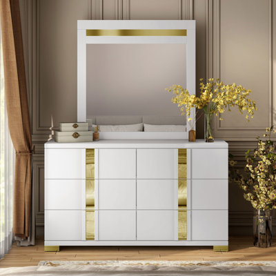 Commode 6 tiroirs avec miroir Clemson