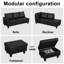 Ensemble de canapé modulaire en similicuir 3 pièces avec méridienne et repose-pieds pour le salon