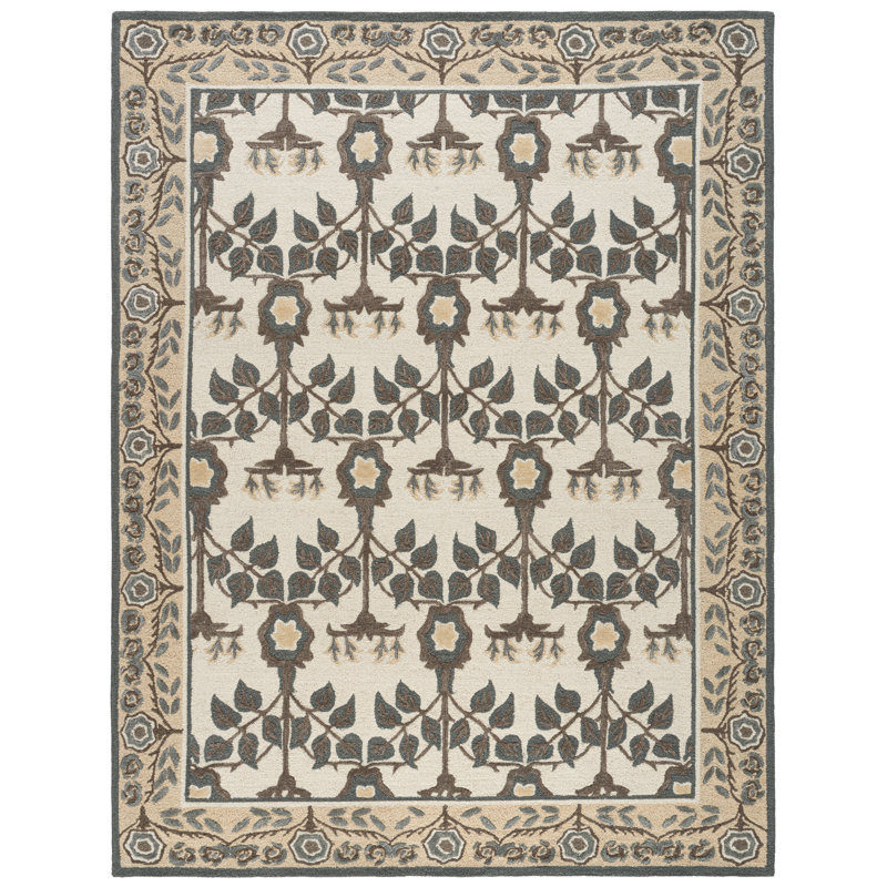 Earthly Treasures Hand Tufted Wool;Cotton;Viscose Floral Indoor Rug, Rectangle 9' x 12'