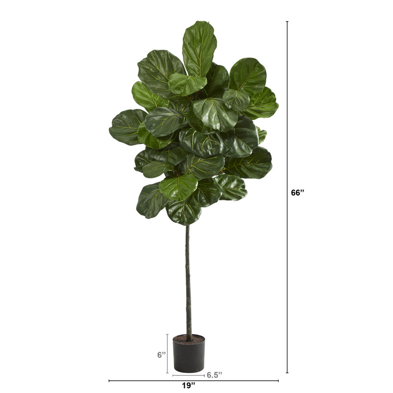 Figuier à feuilles artificielle en pot, H 66 po x l 19 po x P 19 po