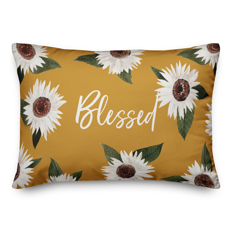 Floral Outdoor Reversible Throw Pillow, Yellow