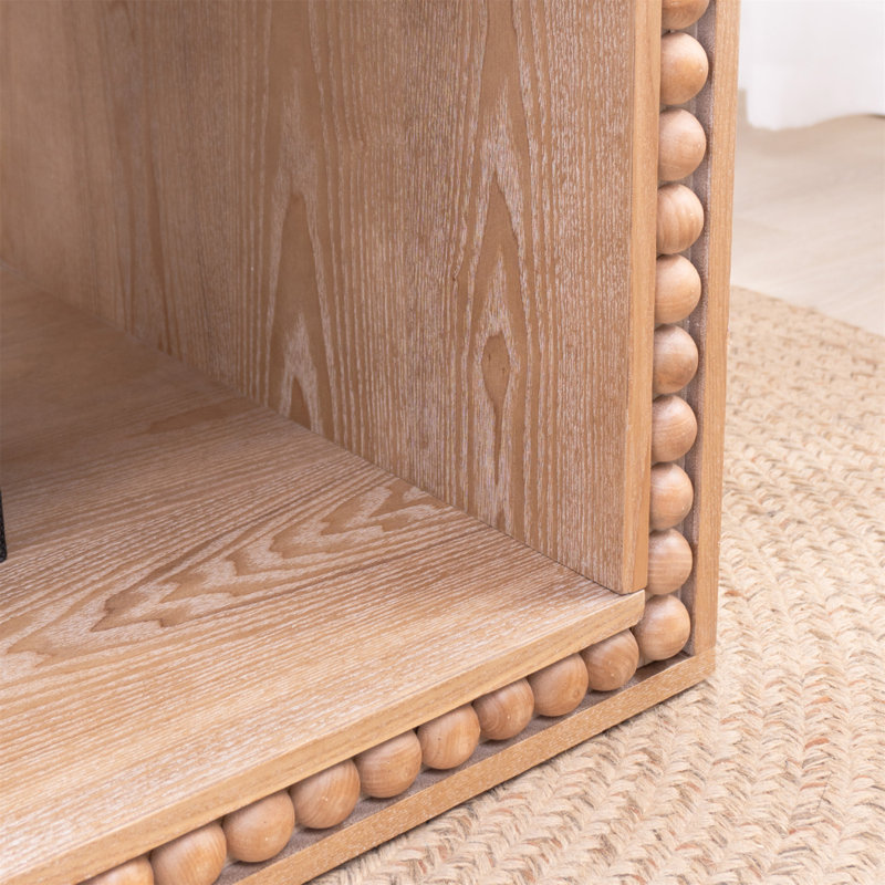 Table basse rustique à bord perlé rustique - 47,6 po avec tablette de rangement ouverte, finition naturelle, style campagne moderne
