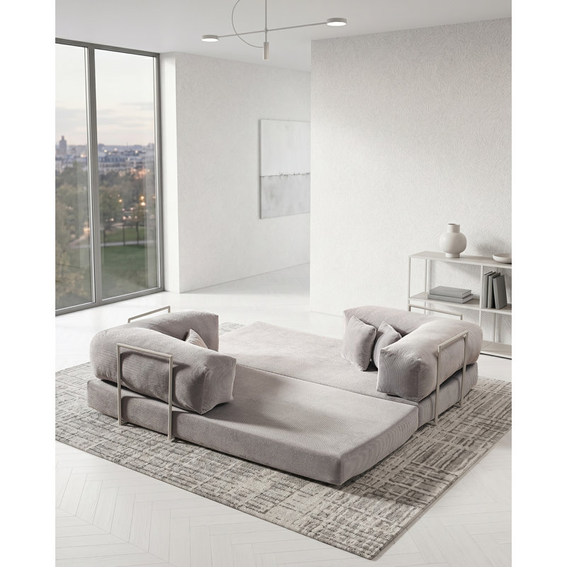 Canapé modulaire en velours gris, Gris