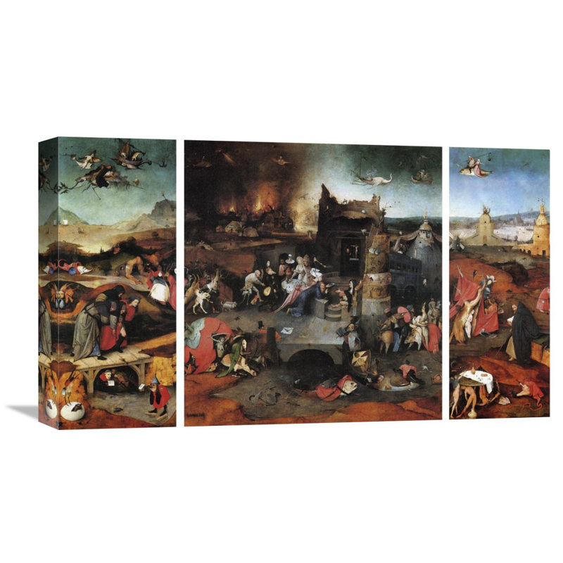 " The Temptation Of St Anthony " by Hieronymus Bosch, 17.4" H x 30" W x 1.5" D