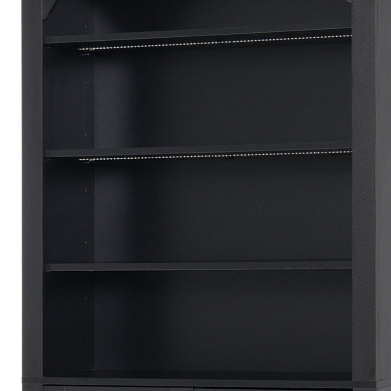 Vitrine cintrée de 180 cm de hauteur avec tablettes réglables et éclairage DEL, Noir