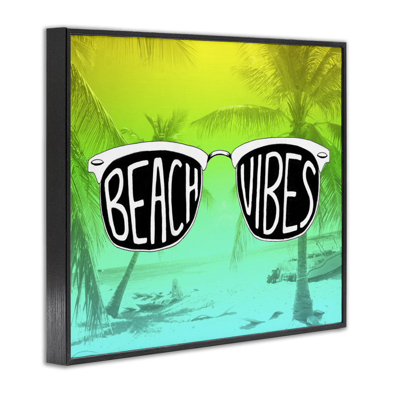 «Beach Vibes», giclée par Emily Navas, H 11 po x l 14 po, Giclée encadrée noir minuit