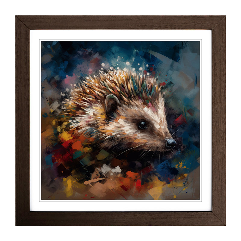 Hedgehog Abstract - Framed Print, Walnut