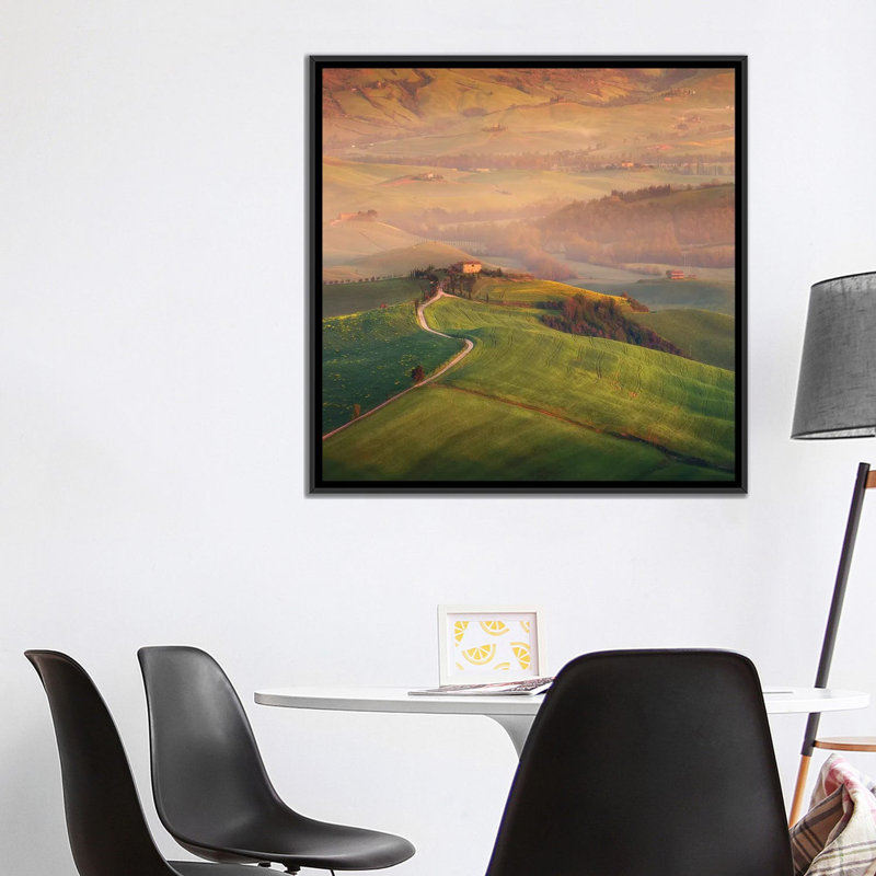 «Spring in Tuscany XIX», reproduction de photo sur toile, H 18 po x l 18 po x P 1,5 po, Toile avec cadre noir, Pas de tapis