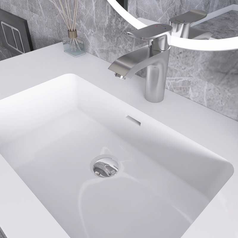 Angelinna 36" Freestanding Single Bathroom Vanity with Top, Gray, White