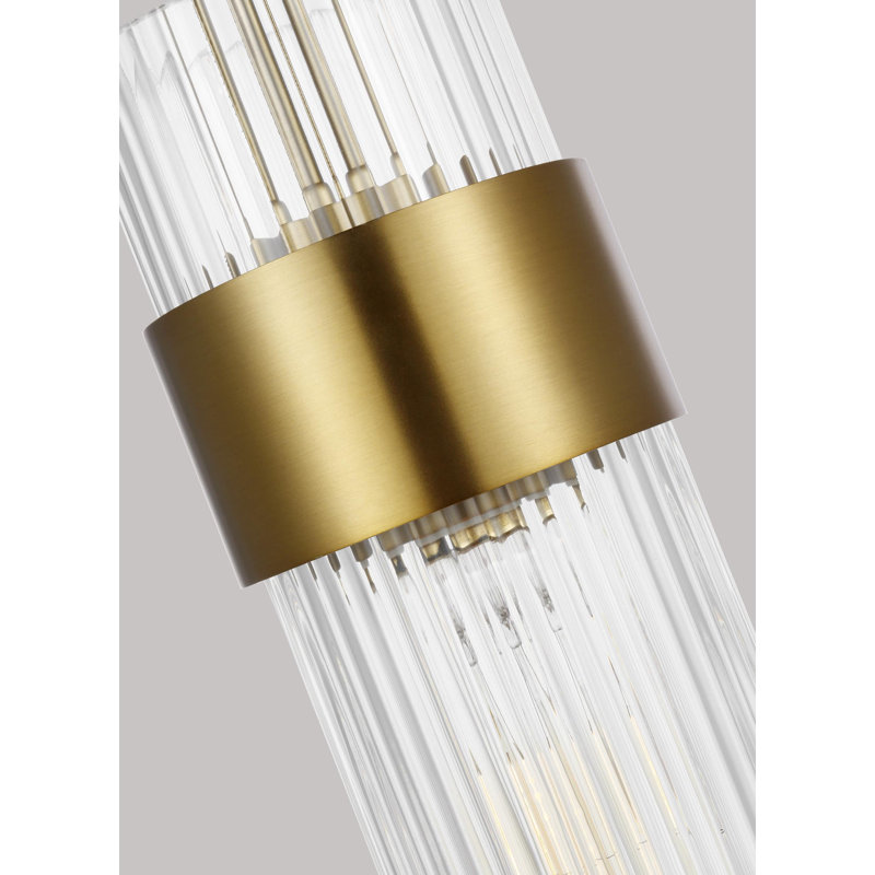 1 - Light Single Pendant, Burnished Brass, 12" H x 3.375" W x 3.375" D