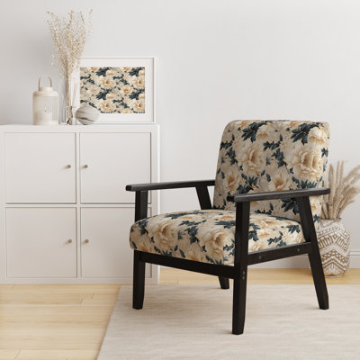 Fauteuil d'appoint rembourré en velours Antique Autumn Floral Elegance V