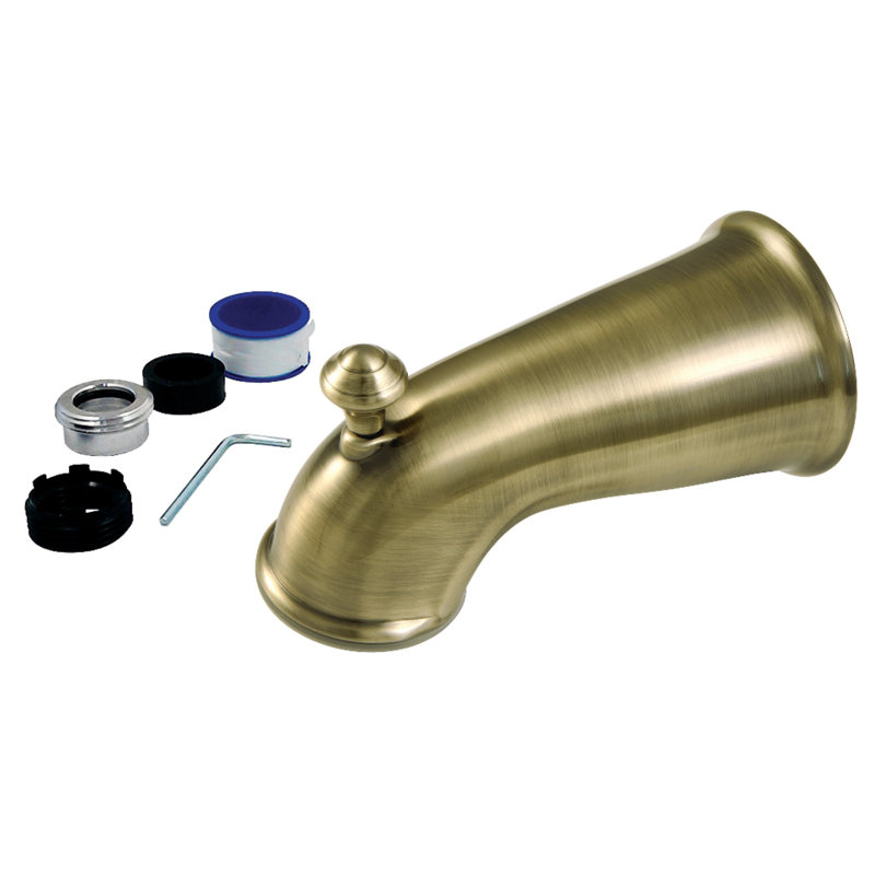 Kingston Brass Shower Scape 6-Inch Universal Diverter Tub Spout, Antique Brass