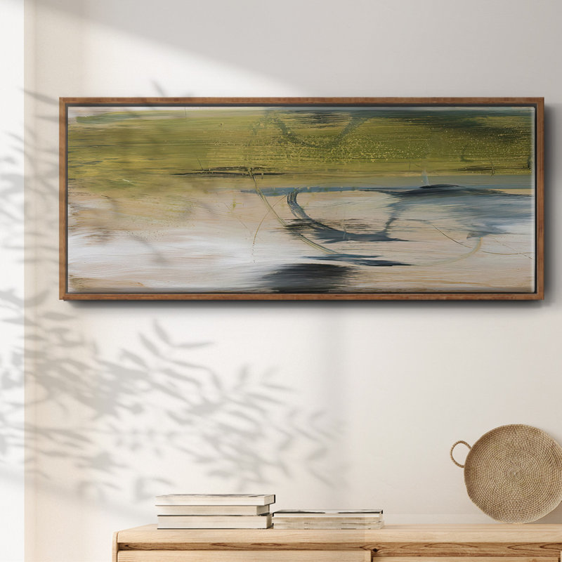 Aquatic Reflections II- Framed Canvas, 12" H x 30" W
