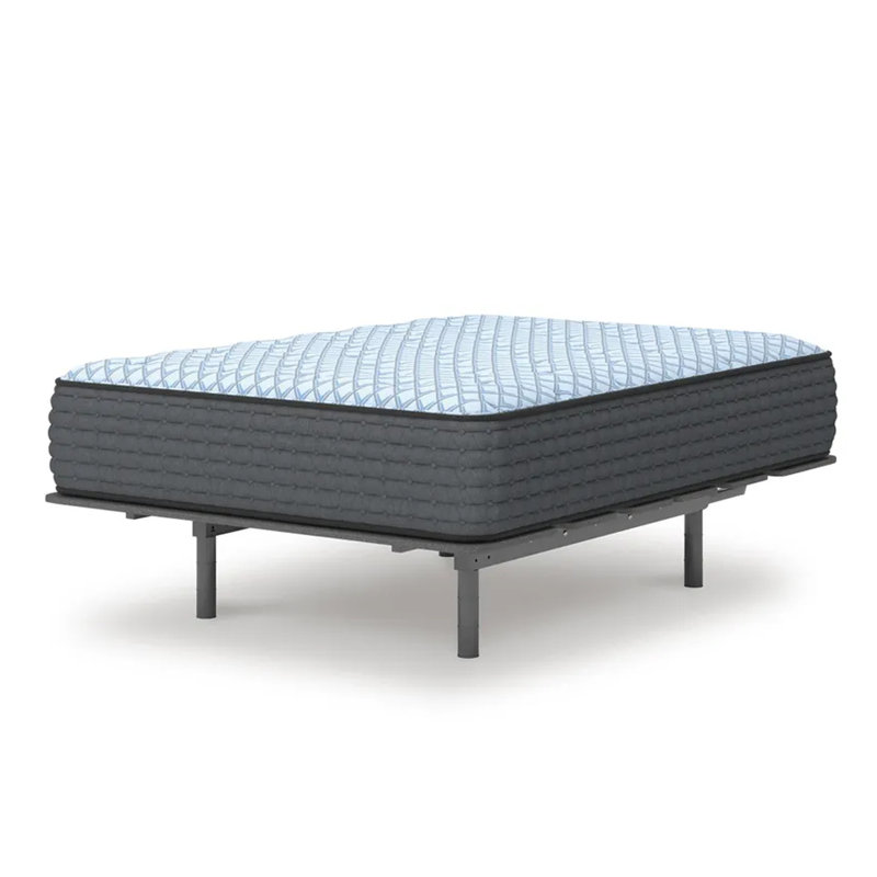 Grand matelas Helton, en mousse 3 couches, en tricot extensible bleu de 15 po
