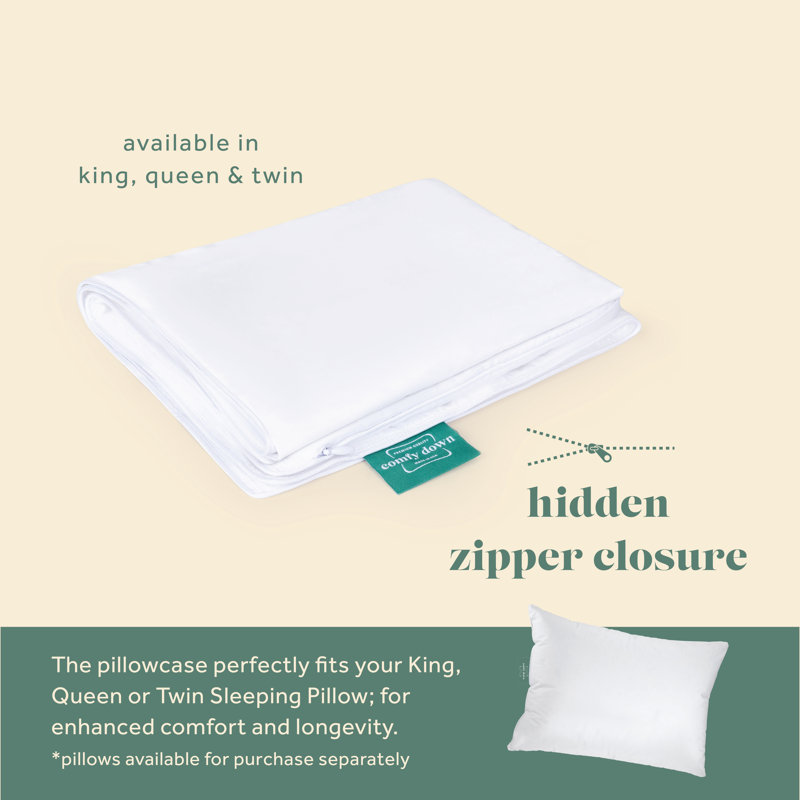 Comfydown Pillowcase For Twin Size Pillow, Breathable, 100% Cotton, 400-thread Count, Zipper Closure  - (twin) 20" X 26"
