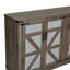 Buffet rustique en faux rotin, buffet de style rustique avec porte de grange, armoire de rangement à quatre portes-1968828866