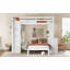 Lit double superposé double TG / double avec lit inférieur démontable et bureau, structure de lits superposés en bois massif avec tablettes intégrées et garde-robe, peut être converti en lit mezzanine, blanc