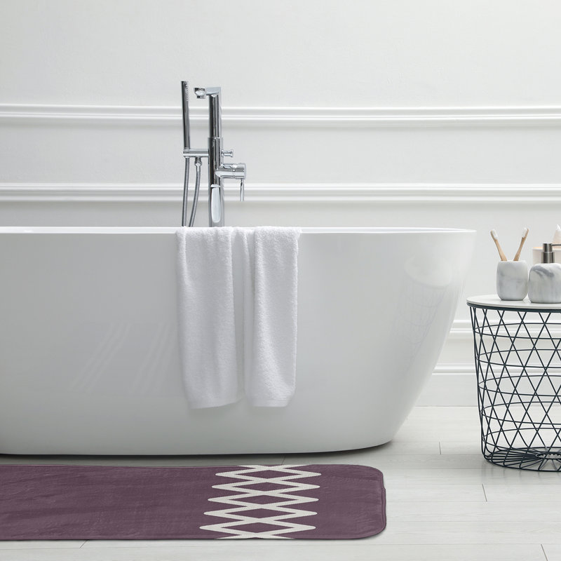 Shameela Microfiber Non-Slip Bath Mat, 17" W x 24" L, Purple