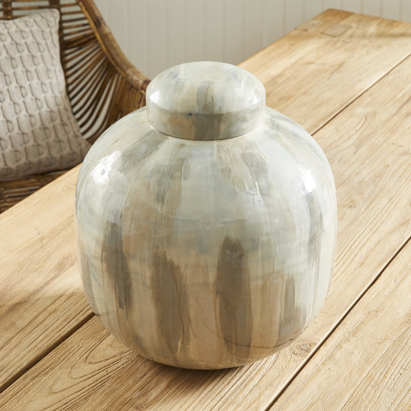 Almeta White Pearl 14" Metal Jar