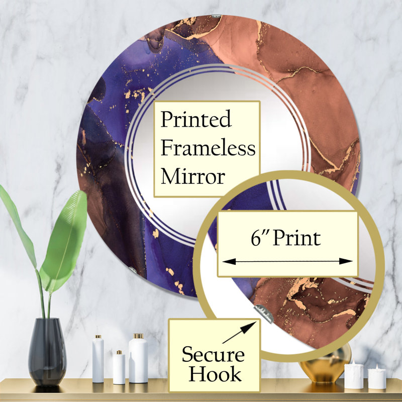 Miroir mural moderne et abstrait brun, 32 po x 32 po