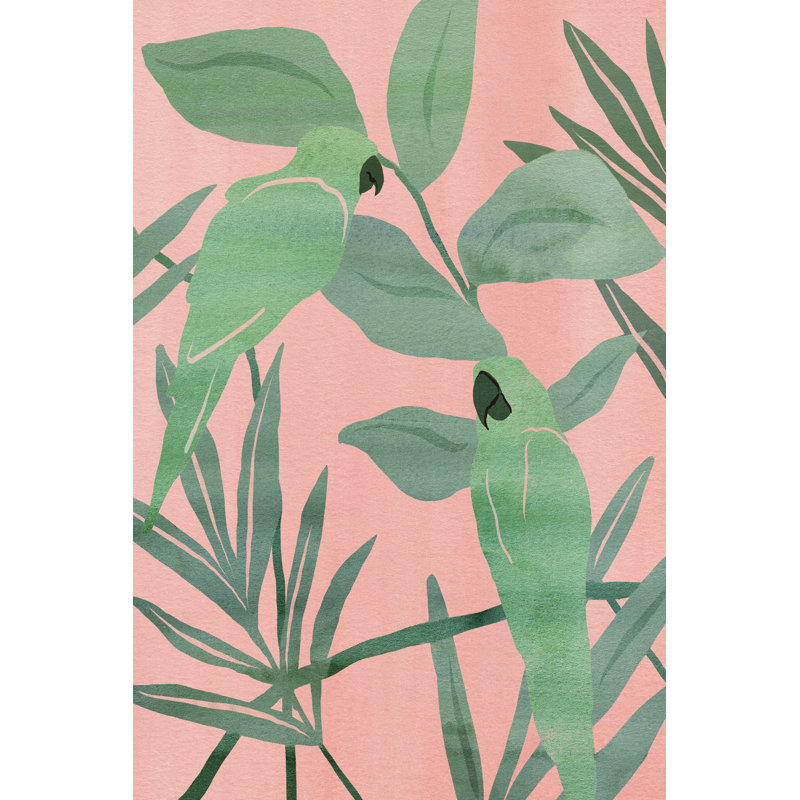 Pink And Green Birds Of Paradise I by Melissa Wang - Painting on Canvas, Wrapped Canvas, 122 cm H x 81 cm W