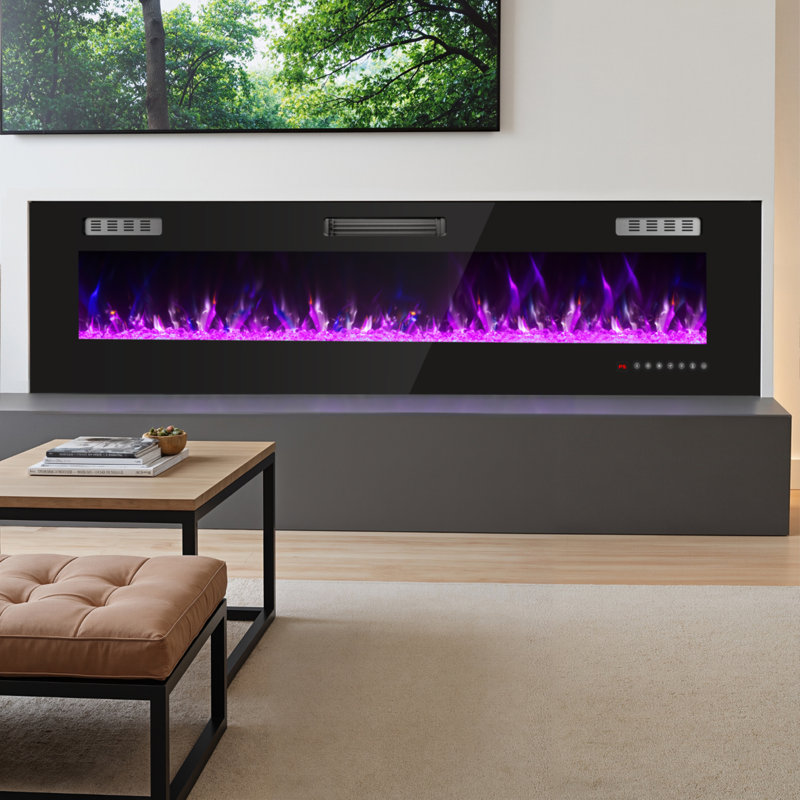 72" Electric Fireplace Insert, Electric Fireplace Wall Mounted with Remote & Timer, Adjustable Flame Color, 750/1500W