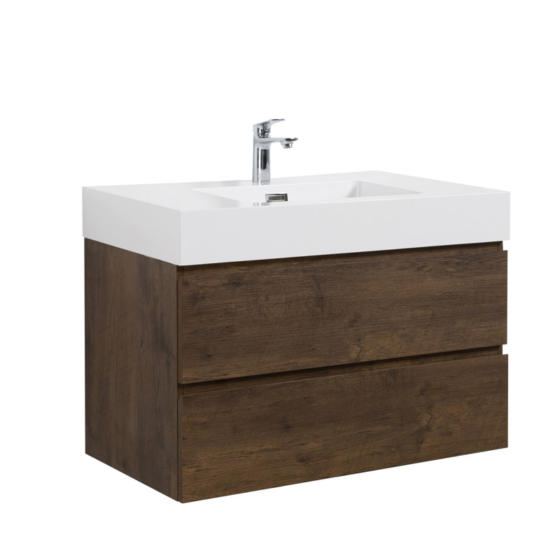 Grand meuble-lavabo mural avec rangement Modern, Noyer, Noir, noir, noir, noir
