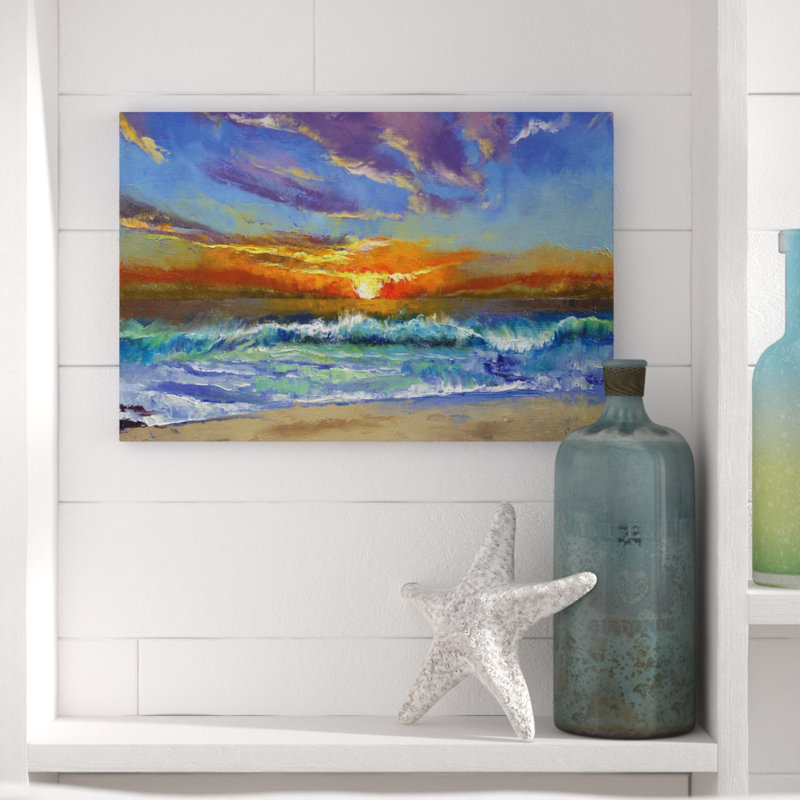 «Malibu Beach Sunset» par Michael Creese, reproduction sur toile tendue sur châssis, H 12 po x l 18 po x P 1,5 po
