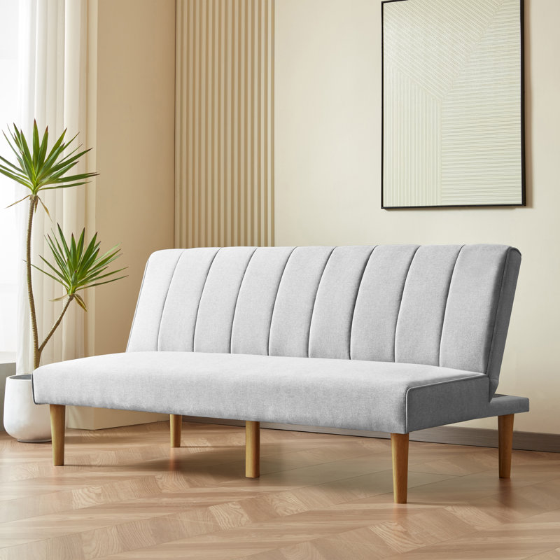 Bergen 66" Upholstered Convertible Futon Sofa,  Gray Woven