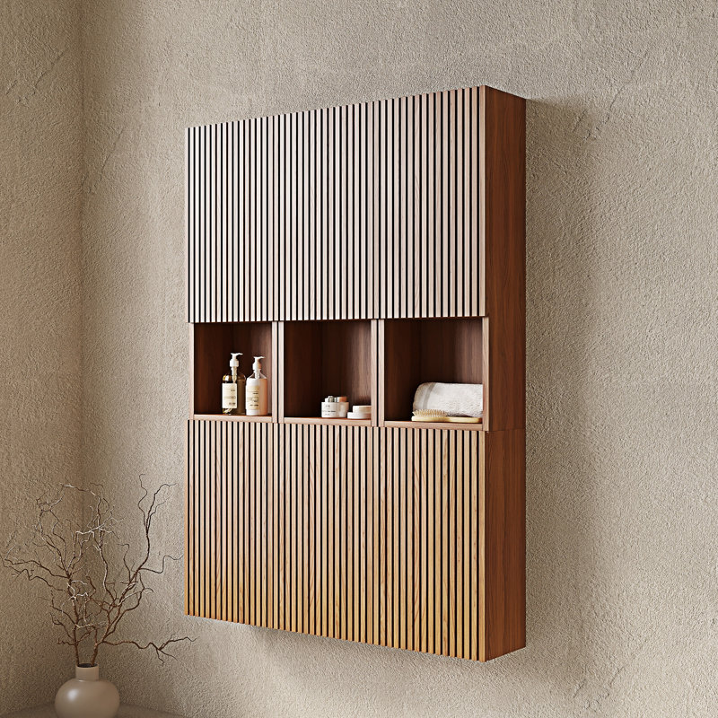 Armoire murale de salle de bain, Chêne brun